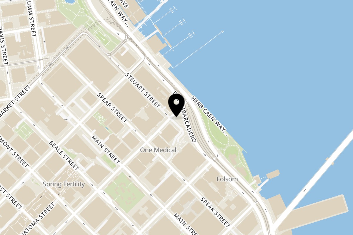 Map showing the location of Coffee Near Me San Francisco Mobile on 201 Steuart St in San Francisco