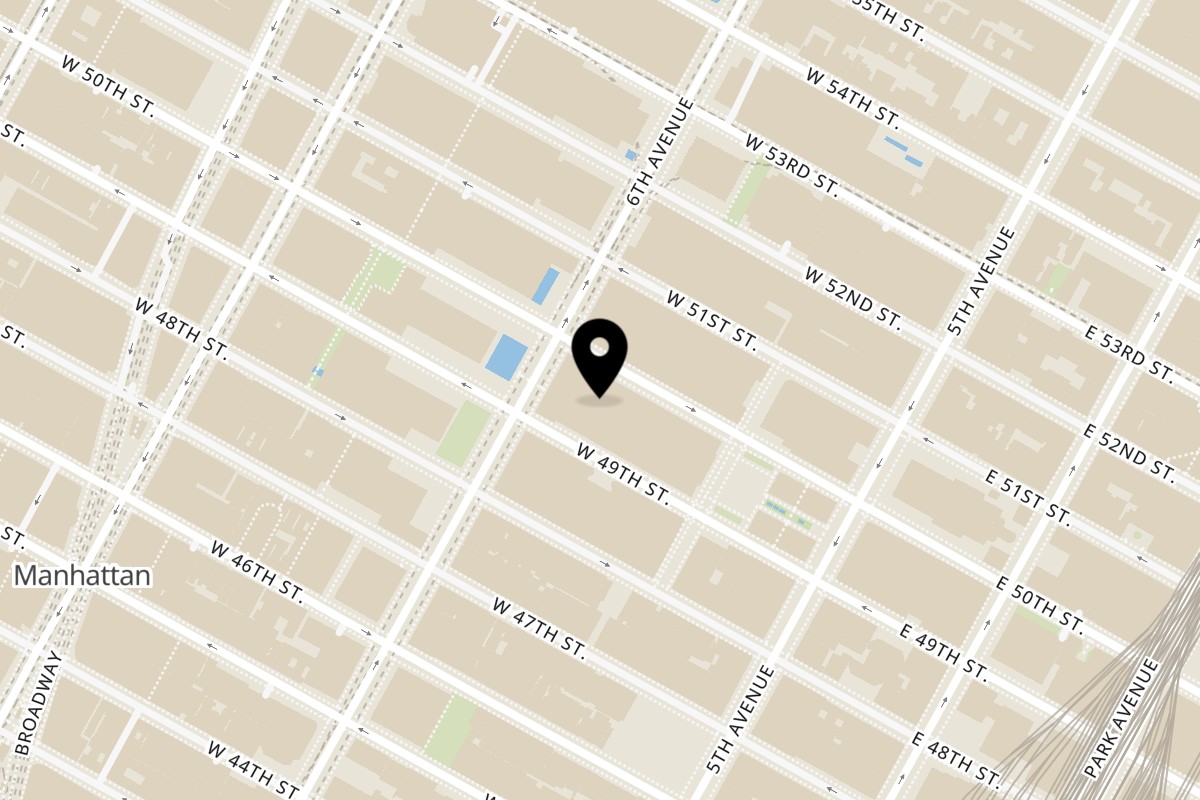 Map showing the location of Coffee Near Me Rockefeller on 30 Rockefeller Plaza u in New York