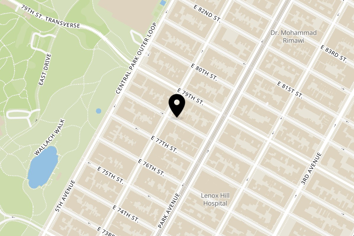 Map showing the location of Coffee Near Me Upper East Side on 41 E 78th St in New York